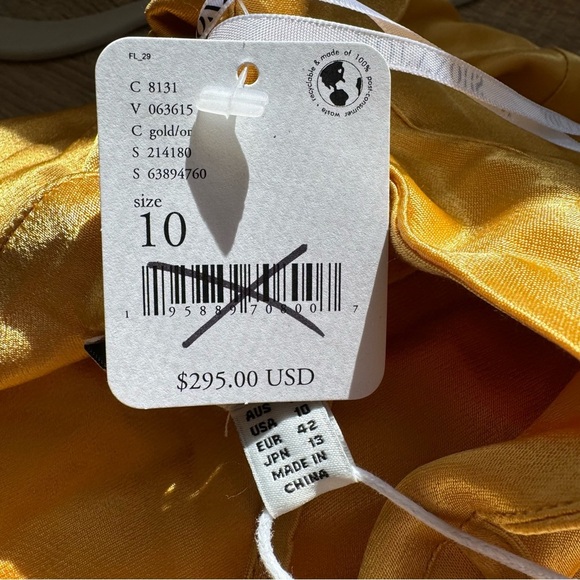 NWT Shona Joy Alma Lace Up Midi Dress Cocktail Cut Out Satin Gold Yellow Size 10 - Picture 5 of 12